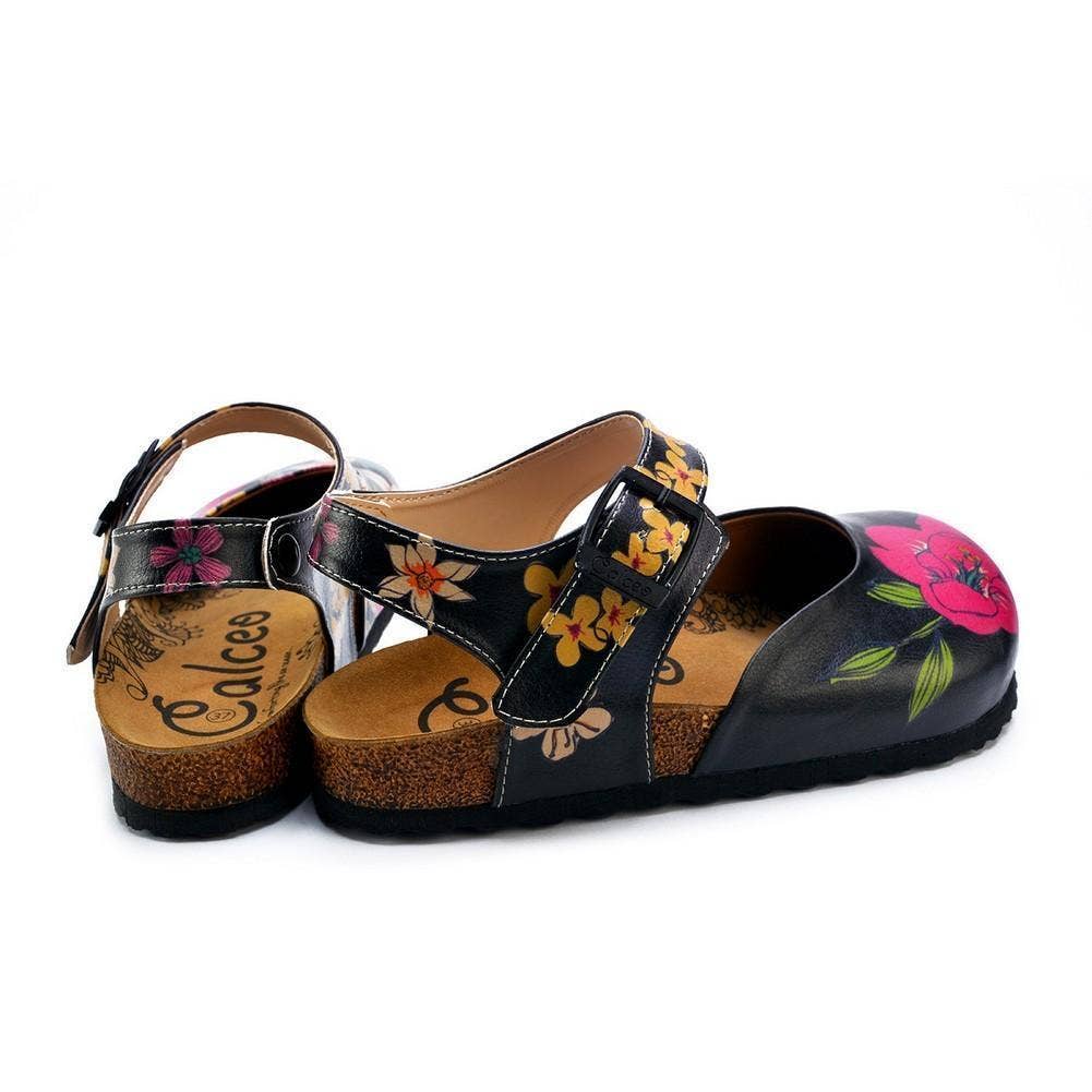 Goby - Wholesale Clogs - Women's - Roze, witte, oranje bloemen en blauwe, groene bladpatroon klompen - CAL16094