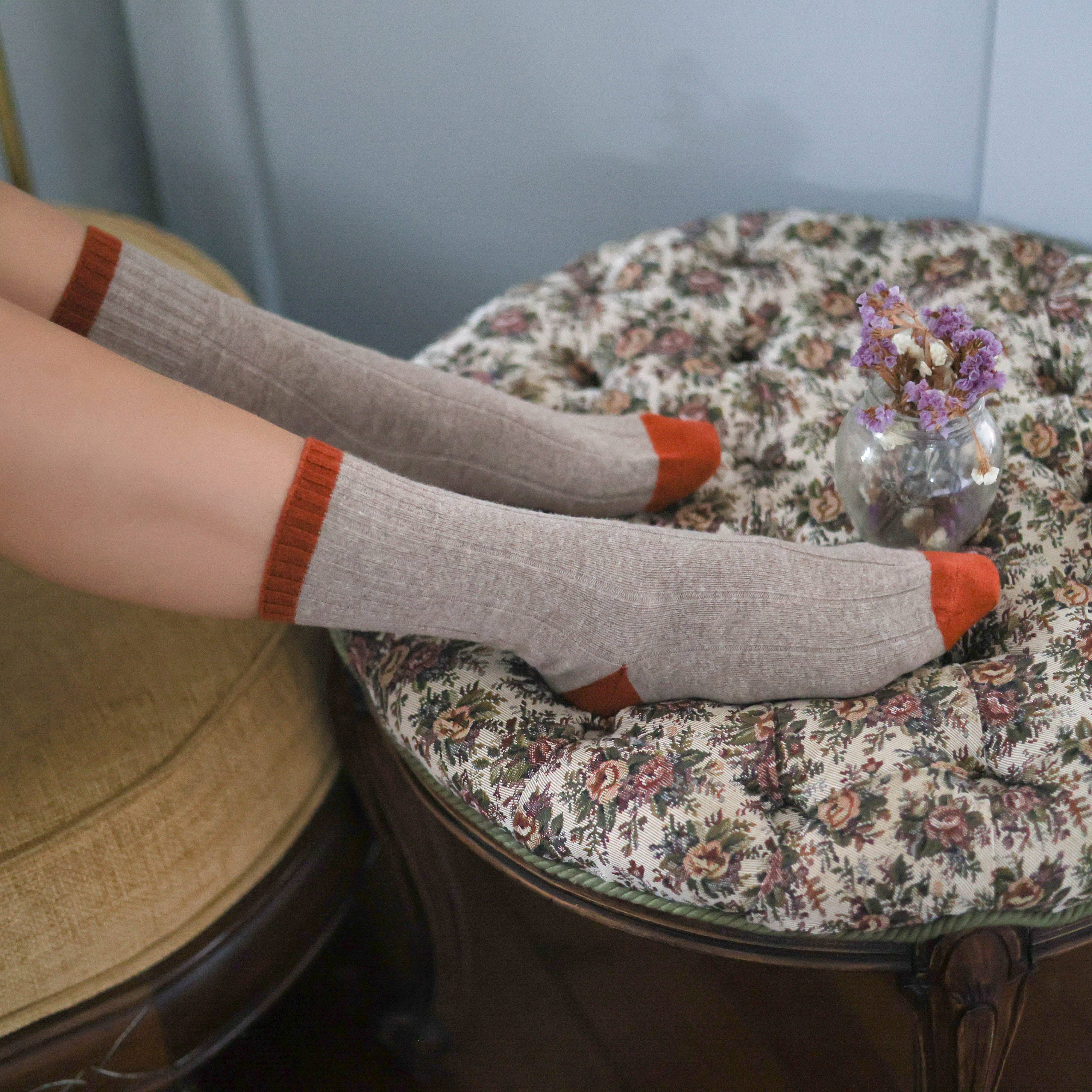 KLUE - Wholesale Socks - Unisex - KLUE merino wool banded socks | Beige and orange3