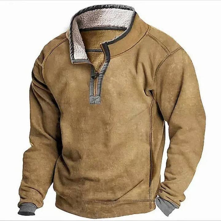 Men Sweatshirts Stand Collar Zipper Fleece Warmth for wholesale by Ecovear