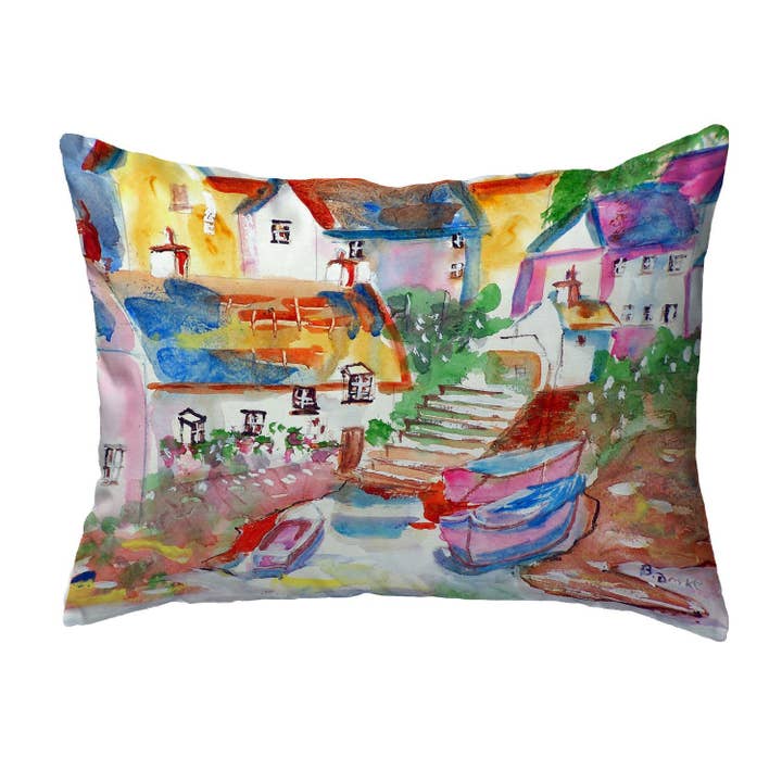Betsy Drake Interiors – wholesale Dekorativ kudde – Båtar vid steg kudde