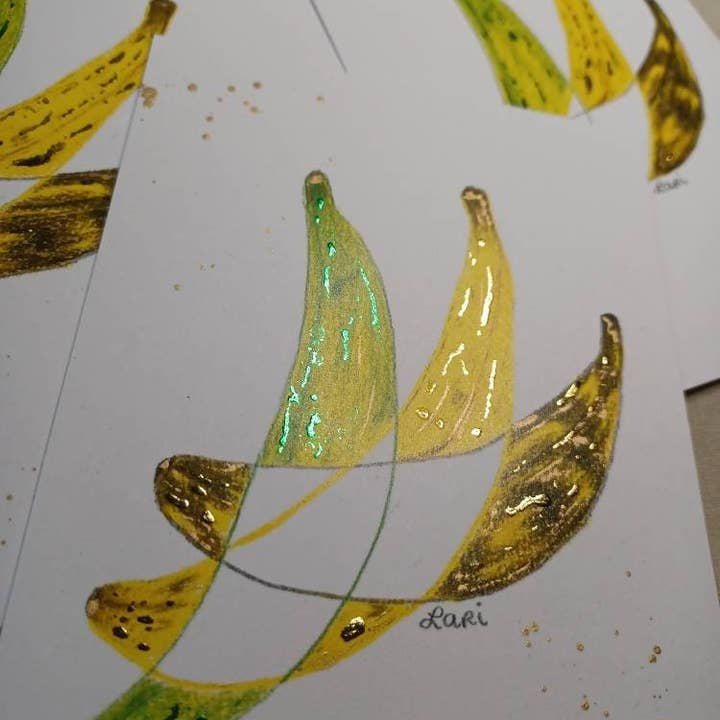 Larisanjou - Wholesale Art Print - Plátanos Hand-Embellished Art Print - Colorful Decor1