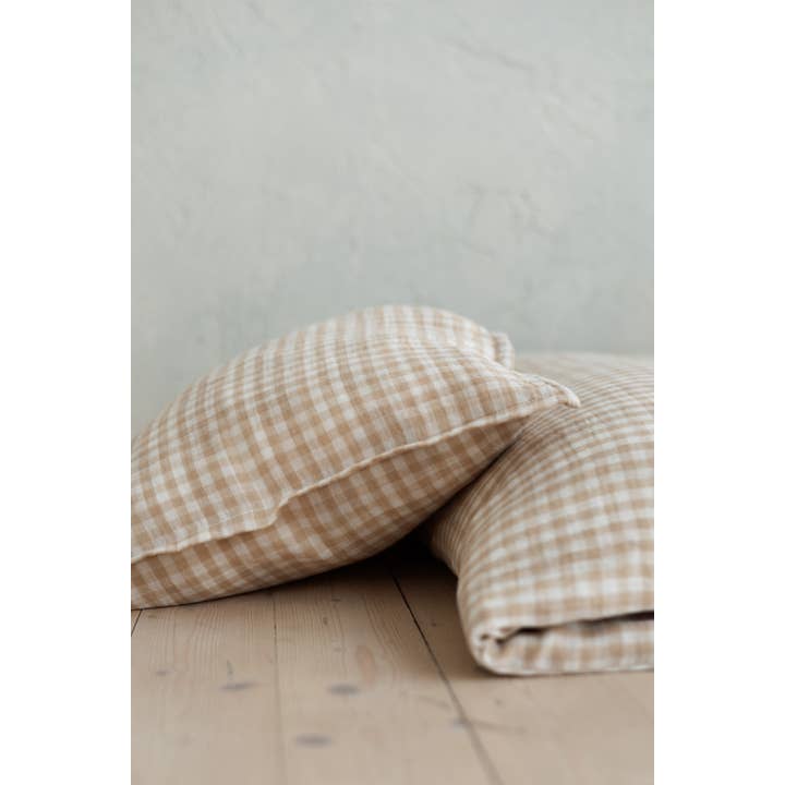 Parure copripiumino e federa per bambini TISU, motivo a quadretti beige per la vendita all'ingrosso da parte di TISU