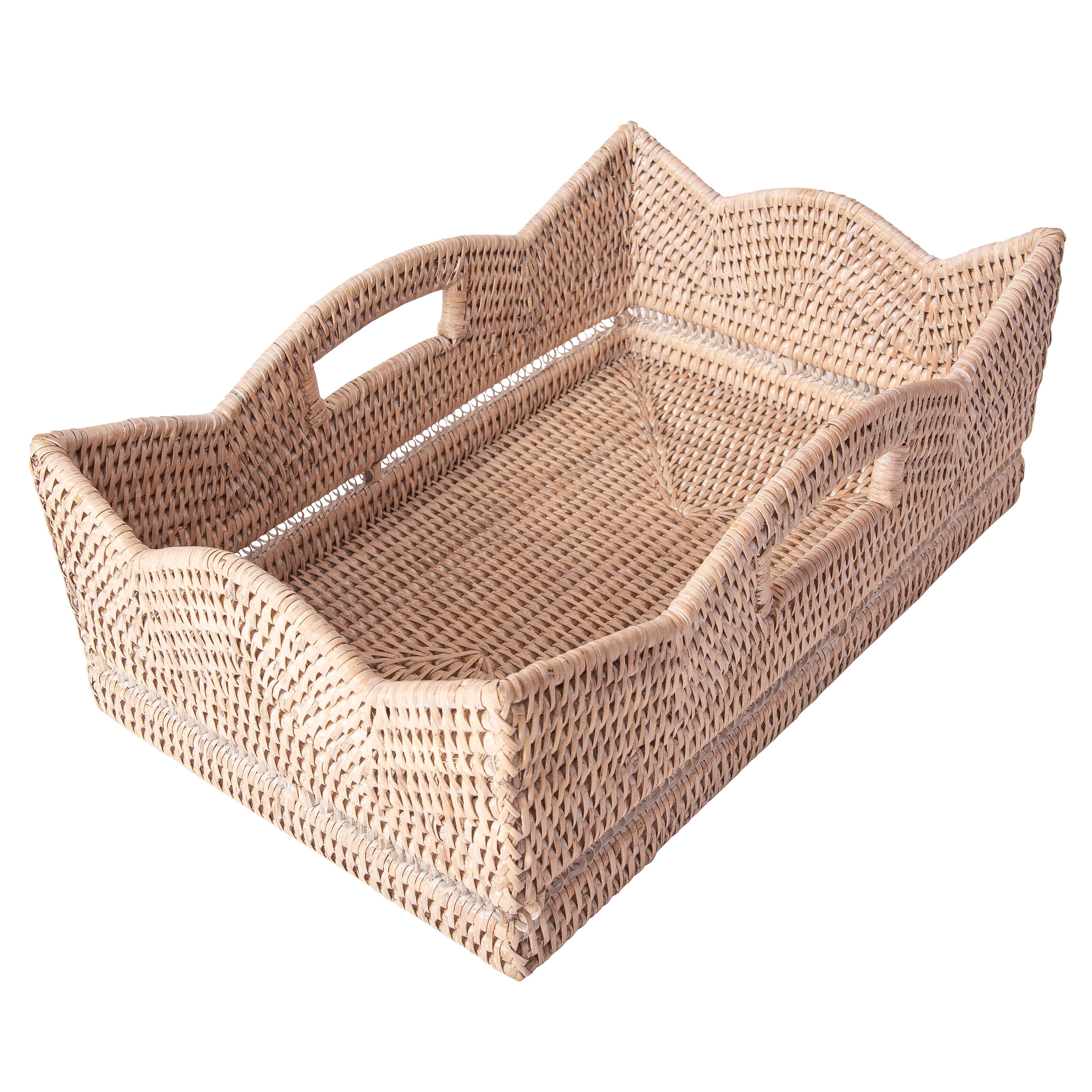 Artifacts Trading Company - Wholesale Basket - Rattan Rectangular Scallop Shelf Basket0