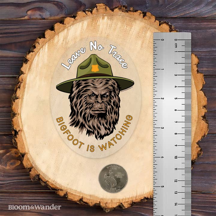 Bloom & Wander - Wholesale Sticker - Bigfoot is Watching Sticker | Leave No Trace Outdoor Camping2