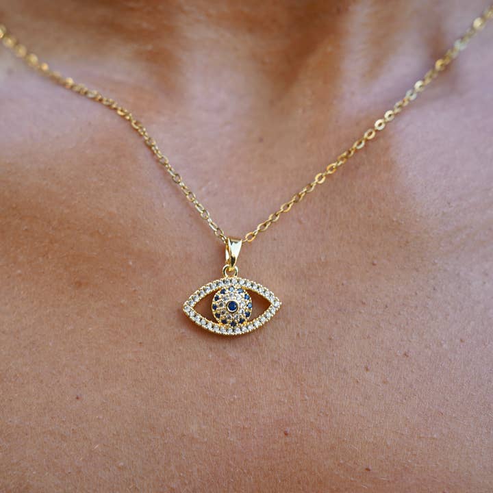 18k guld halskæde med onde øje for engroshandel hos Black Moon Co.