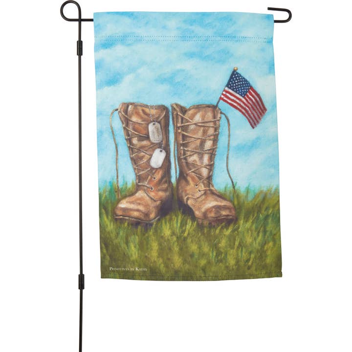 Soldier's Boots Garden Flag for wholesale by Primitives by Kathy