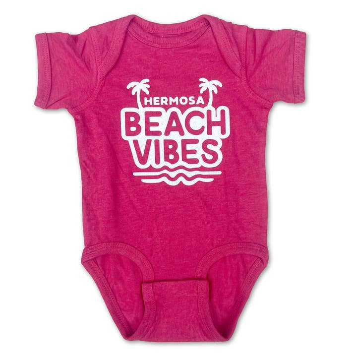 Sol Baby Hermosa Beach Vibes Vintage Pink Short Sleeve Bodysuit for wholesale by Sol Baby