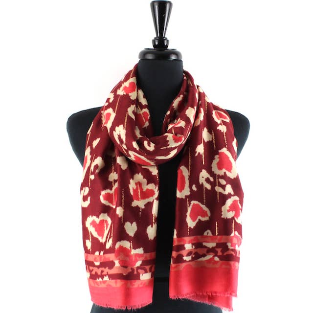 Pretty Persuasions - Wholesale Scarf - Women's - S24098 Hearts Afire Scarf w/Gold Metallic