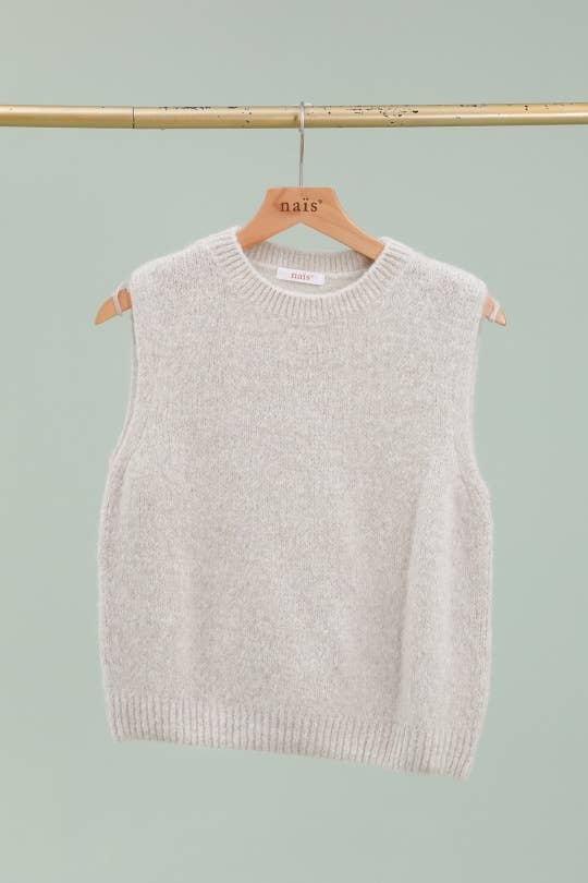 NAÏS PARIS - Wholesale Knit Sweater - Women's - Round neck sleeveless sweater in kid mohair and wool0