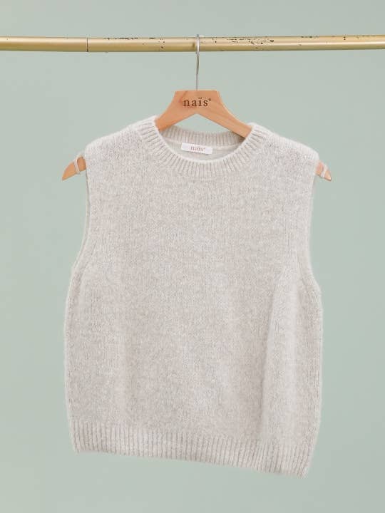 NAÏS PARIS - Wholesale Knit Sweater - Women's - Round neck sleeveless sweater in kid mohair and wool