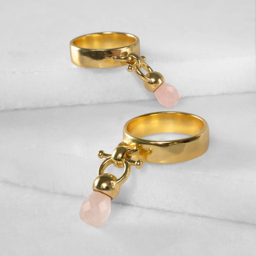 URBAN-EQUESTRIAN – wholesale Single stone/solitaire ring – Brio - Rose Quartz Horse Bit Equestrian Ring in Gold1