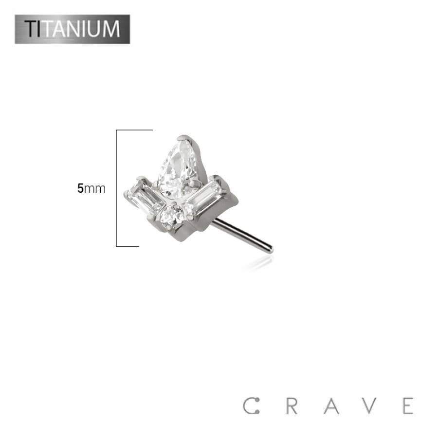 CRAVE - Wholesale Stud/Post Earrings - IMPLANT GRADE TITANIUM THREADLESS PUSH IN BAGUETTE TEAR DROP3