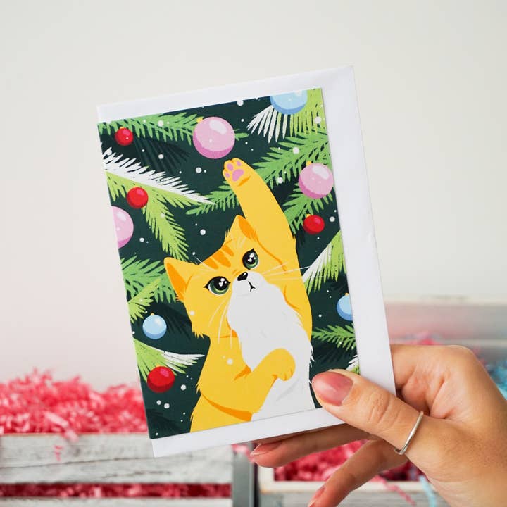 Creative Goodie - Wholesale Christmas Card - Merry Christmas Greeting Card with a cat2