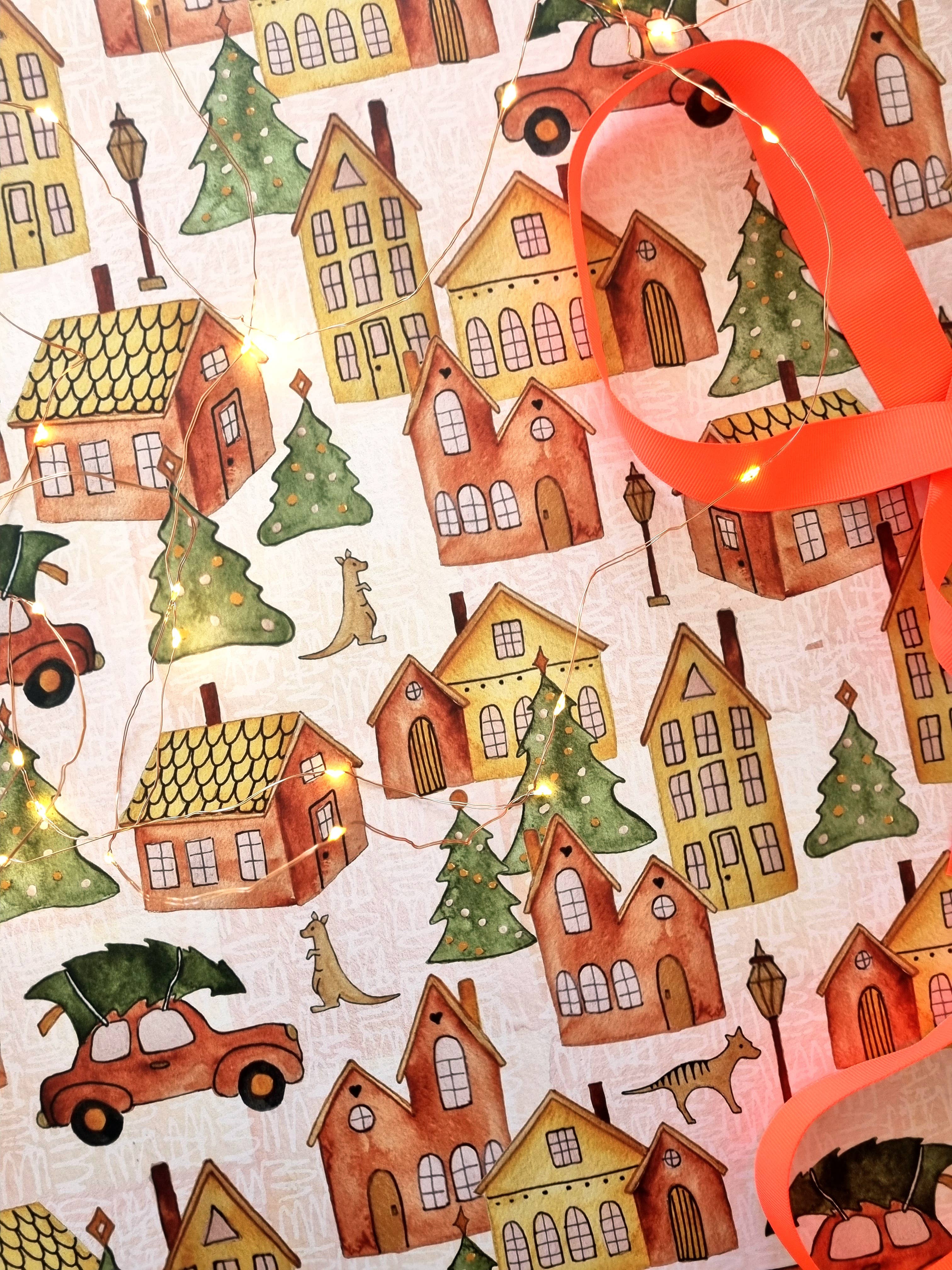 Bosa Art Co - Wholesale Flat Wrap - Wrapping Paper / Christmas Town (New Size)3