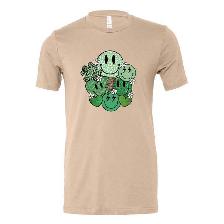 Kiki's Boutique - Wholesale Screen Printed T-Shirt - Women's - Smiley Faces St. Patty's Day Tee1