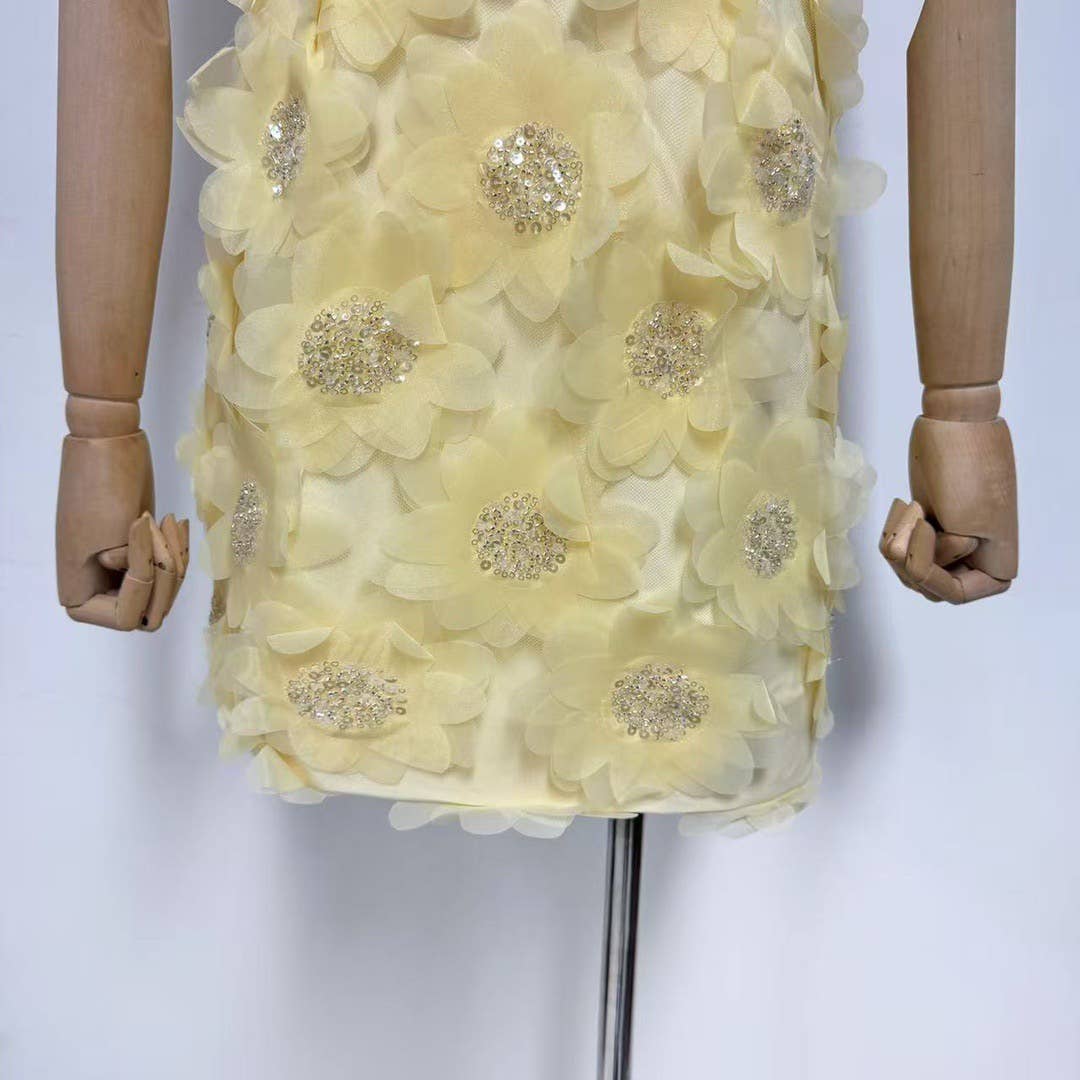 Productseeker - Wholesale Dress - Women's - DR751Y Halter Neck Sequin 3D Floral Backless Mini Dress30