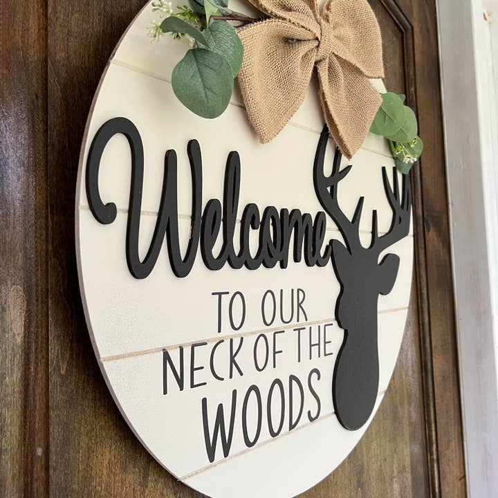 Southern Roots Designs - Venta al por mayor Letreros - Letrero de bienvenida a nuestro cuello de madera, letrero de bienvenida4