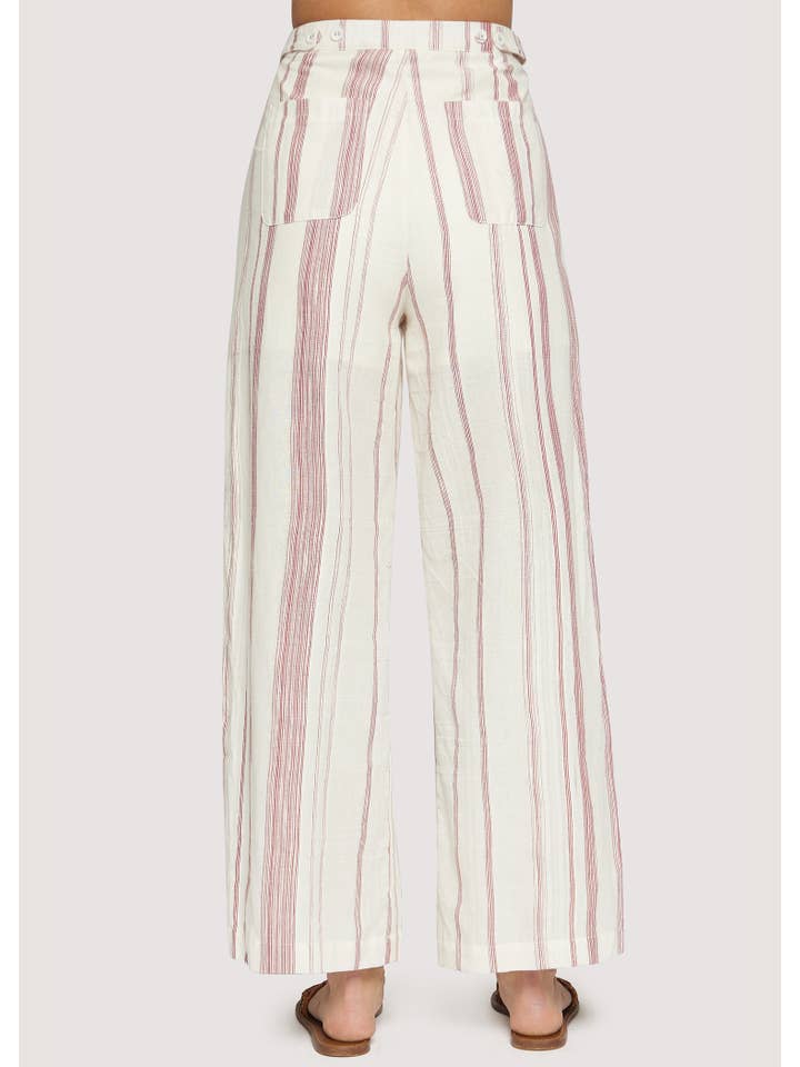 RED NATURAL Costa Mirage Pants - Summer Striped Cotton Straight for wholesale on Faire