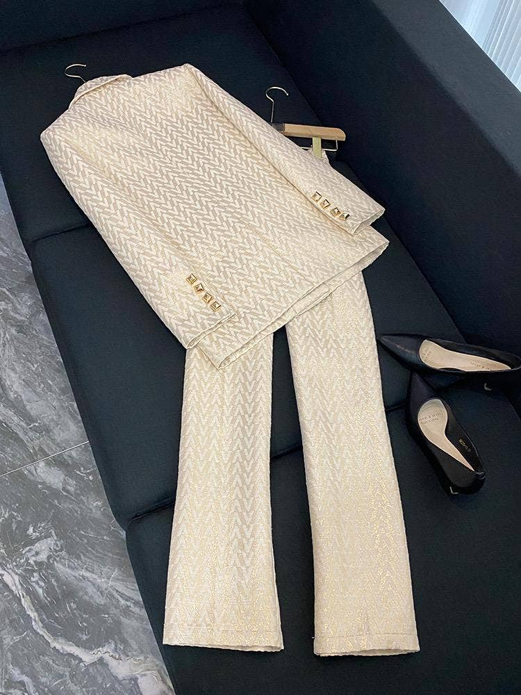 Farbe als Bilder SY383 Jacquard-Anzug mit schmaler Hose - Zweiteiliges Set für den Großhandel auf Faire1