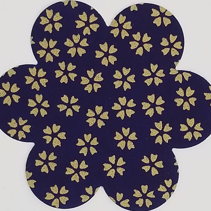 003 Navy and Gold Sakura Chiyogami for wholesale by Sweet Space Studio