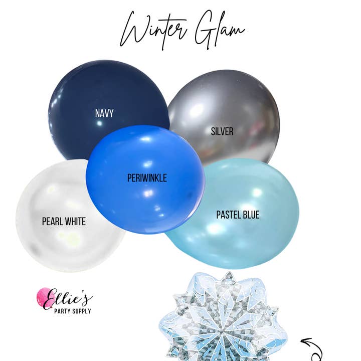 Vinter Glam Ballon Guirlande Sæt for engroshandel hos Ellie's Party Supply
