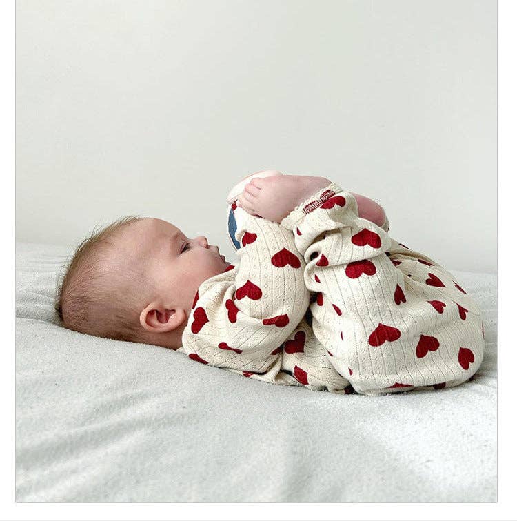 Little Trendy - Wholesale Jumpsuit - Baby - Baby pure cotton heart bow printed jumpsuit romper3