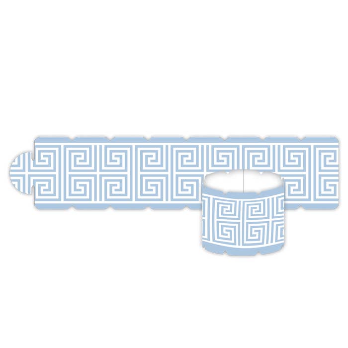 Greek Key Pattern French Blue Napkin Ring for wholesale by RosanneBeck Collections