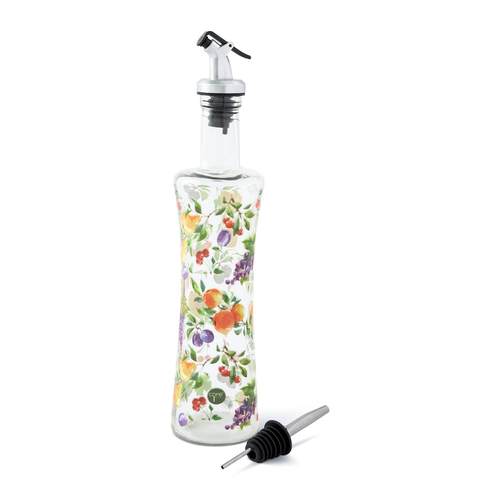 Core Home - Wholesale Oil/Vinegar Dispenser - 13.5oz Printed Glass Cruet with Extra Pour Spout – Fruits1