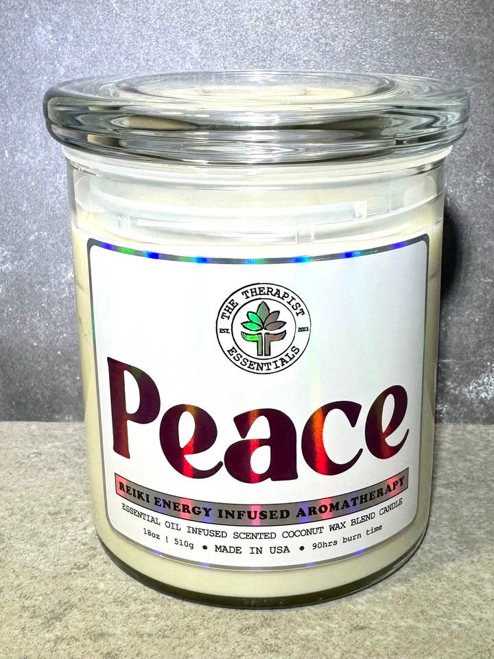 PEACE - REIKI Energy Infused Intention Candle for wholesale by The Therapist Essentials™