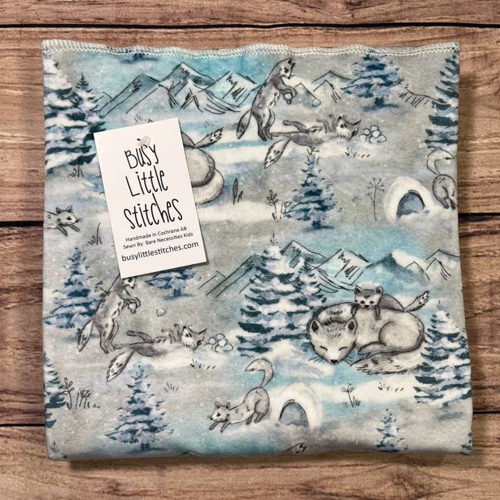 Snow Fox Stone Throw Blanket for wholesale by Busy Little Stitches