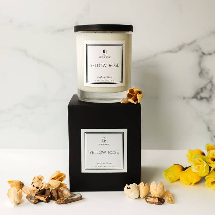 Rust & Rose | Luxury Non-Toxic Candles - Wholesale Jar/Filled Candle - Yellow Rose Soy Wax Candle, Gifts for Her, Florals, Roses1