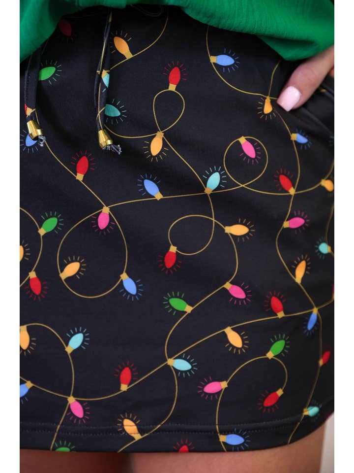 Black Christmas Lights Skort for wholesale on Faire3