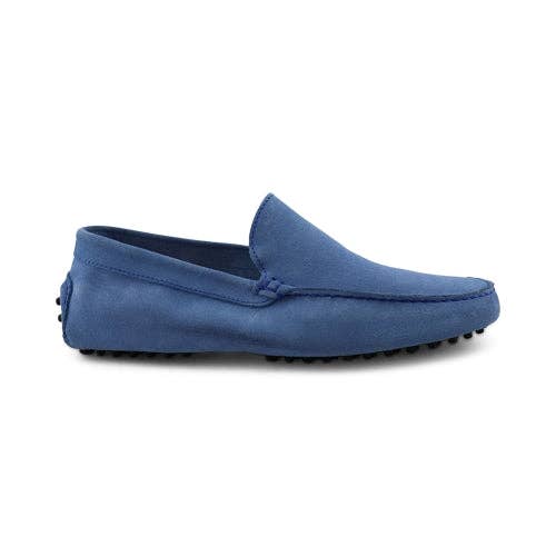 Loafers with rubber pads in electric blue suede for wholesale by Otisopse