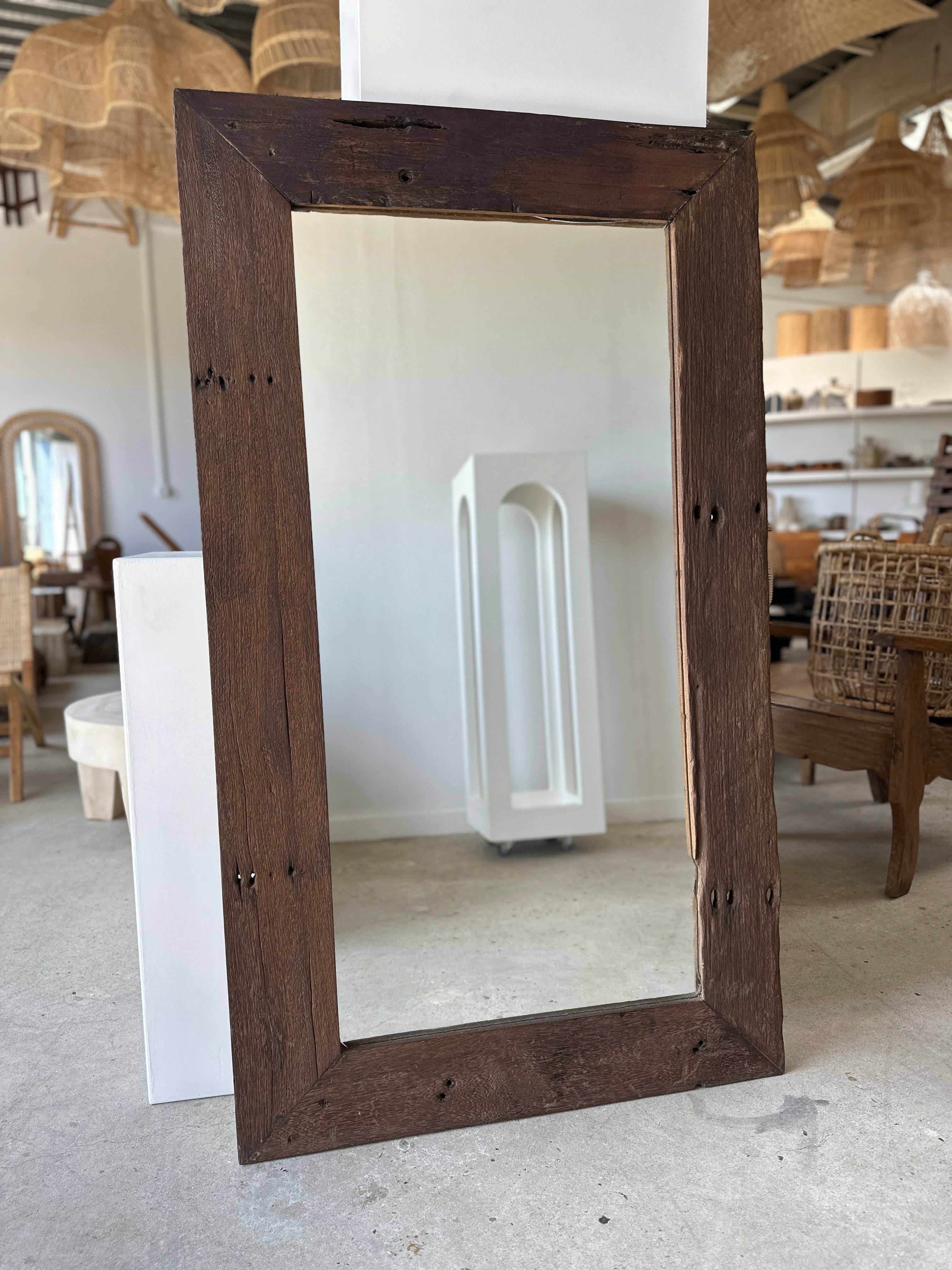 Office Objets - Wholesale Wall Mirror - Mirror with exotic brutalist old iron wood frame H:139cm84