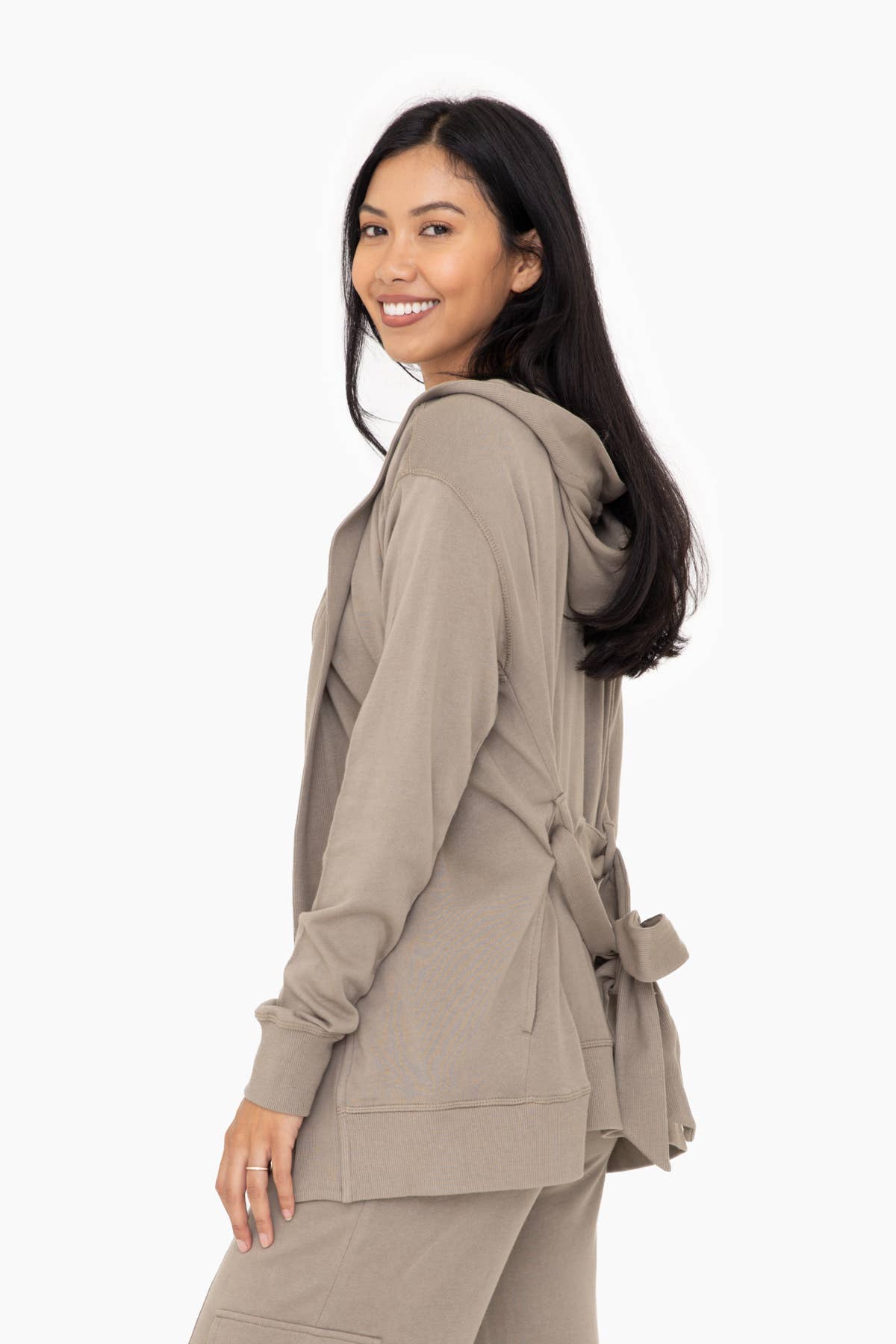 Mono B - Venta al por mayor Cárdigan - Mujer - VERDE - Cárdigan cruzado en mezcla de algodón orgánico2