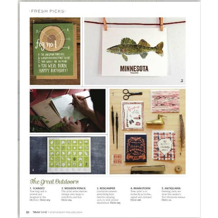Wooden Pencil Company - Wholesale Art Print - Ohio State Fish, Map Art - Walleye