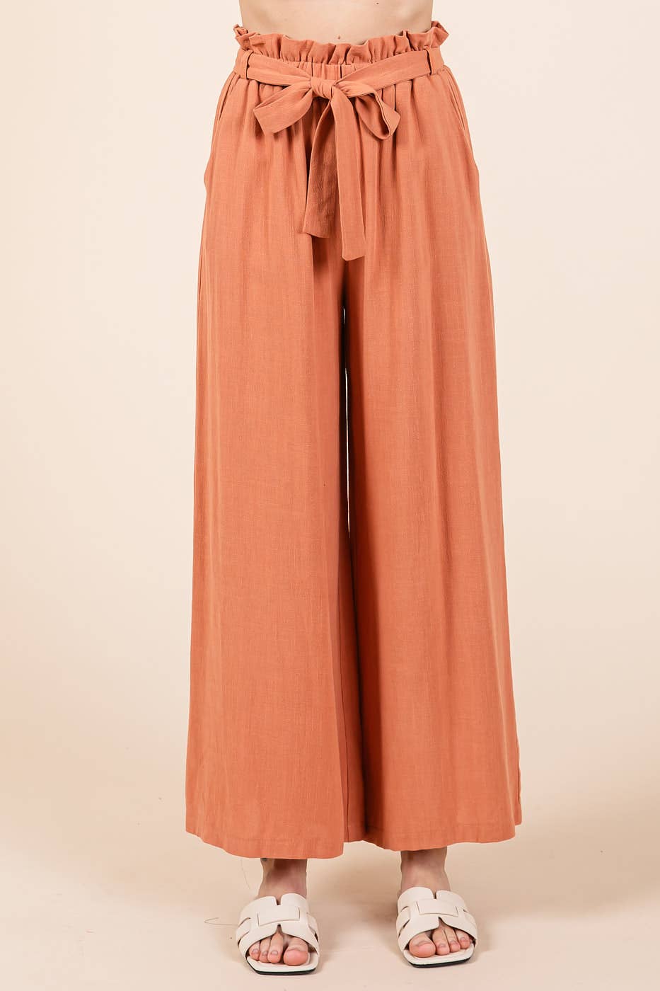 mittoshop - Wholesale Pants - Women's - PAPER BAG TIE DETAIL WIDE LEG PANTS46