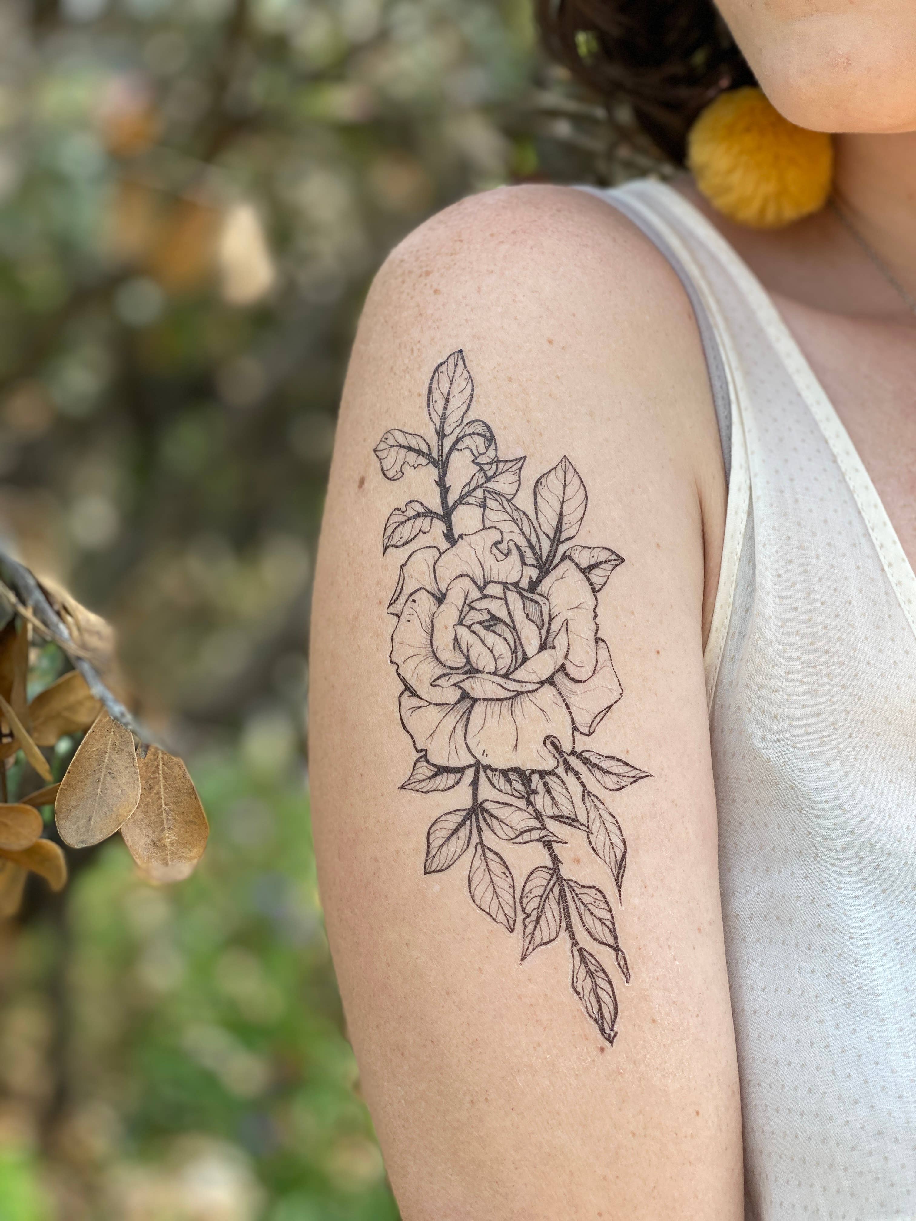 NatureTats - Wholesale Temporary Tattoo - Rose Blossom Temporary Tattoo7
