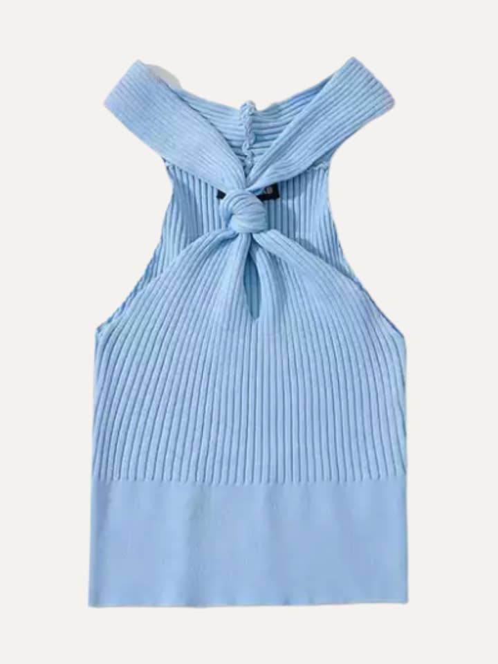 Lisbon Rib Knit Tank Powder Blue for wholesale by Jasmine Alexa