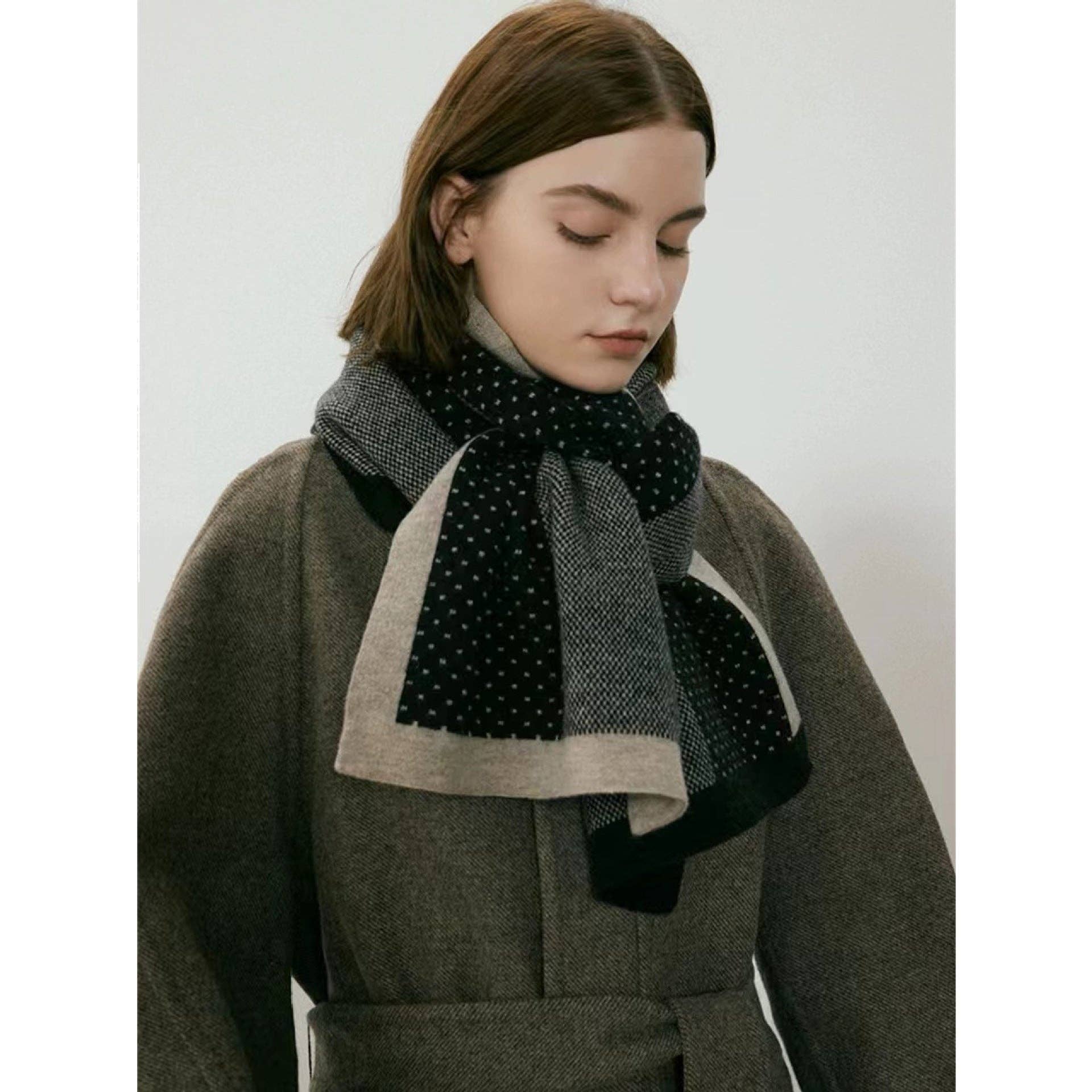 Dipped Shop - Vendita all'ingrosso Sciarpa - Donna - 2+ Sciarpe a Maglia a Punti con Colore a Contrasto DPKS10060