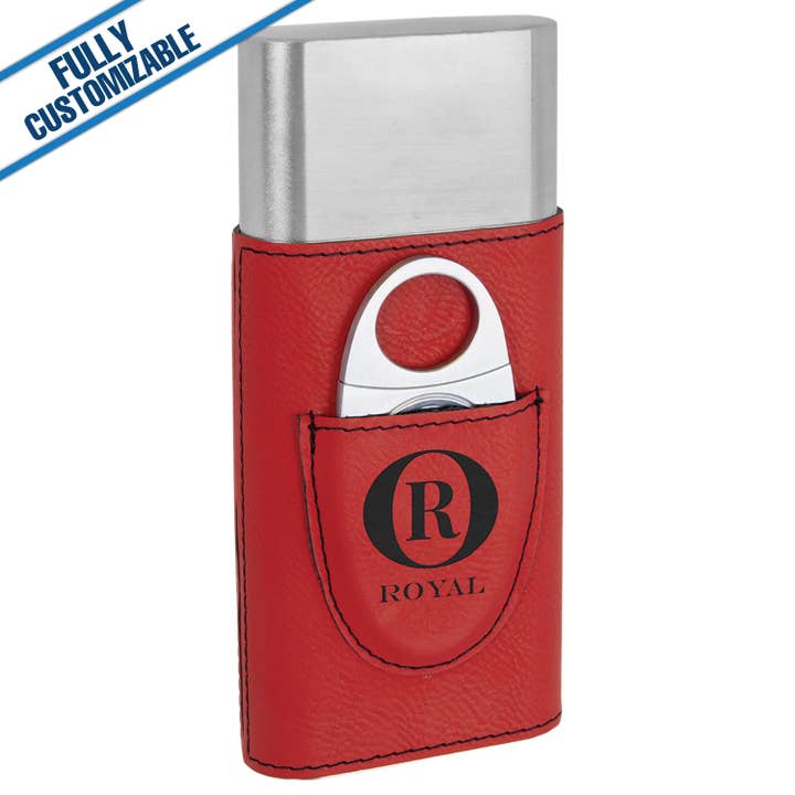 GiftWorksPlus - Wholesale Cigarette Case - Engraved Leatherette Cigar Case/Cutter - Fully Customizable8