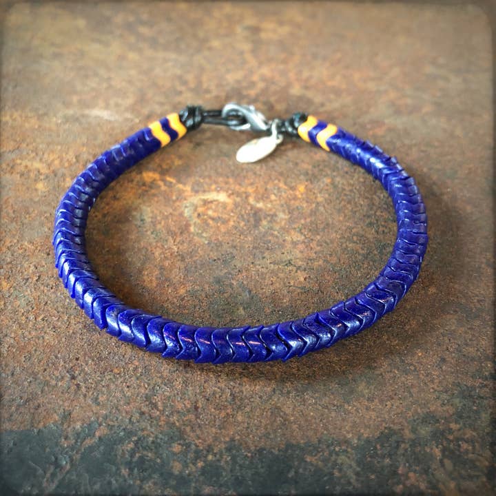 ASTALI - Vendita all'ingrosso Bracciale con perline - Braccialetto in vetro Snake - Blu indaco, bracciale con perline Chevron