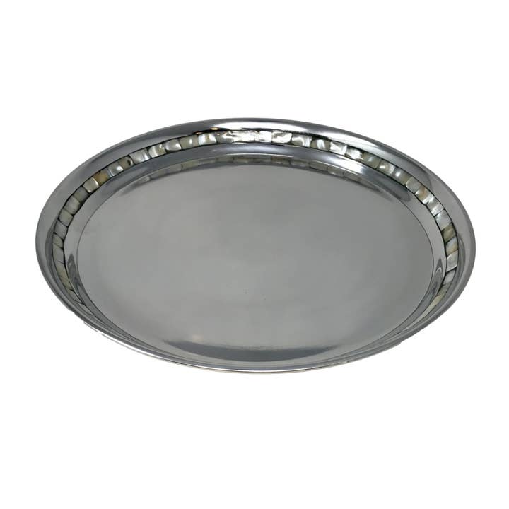 Wilco Home - Venta al por mayor Bandeja de servir - Bandeja de servir embutidos de aluminio con incrustaciones de nácar
