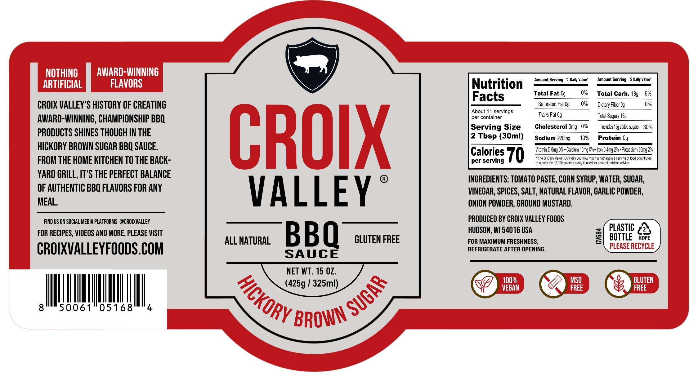 Croix Valley Foods - Wholesale BBQ Sauce - Foundry Series Hickory Brown Sugar BBQ Sauce1