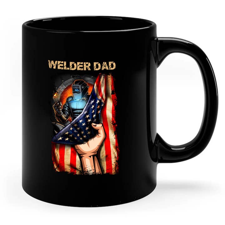 Welder Dad Mug, Welder Patriotic American Flag Mug for wholesale by byMerryWorks