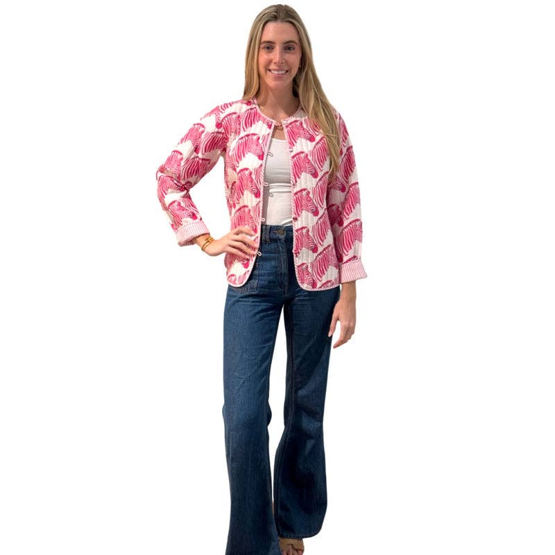 Liza Byrd - Venta al por mayor Chaqueta - Mujer - La Chaqueta Acolchada Reversible Madeline en Cebra Rosa2