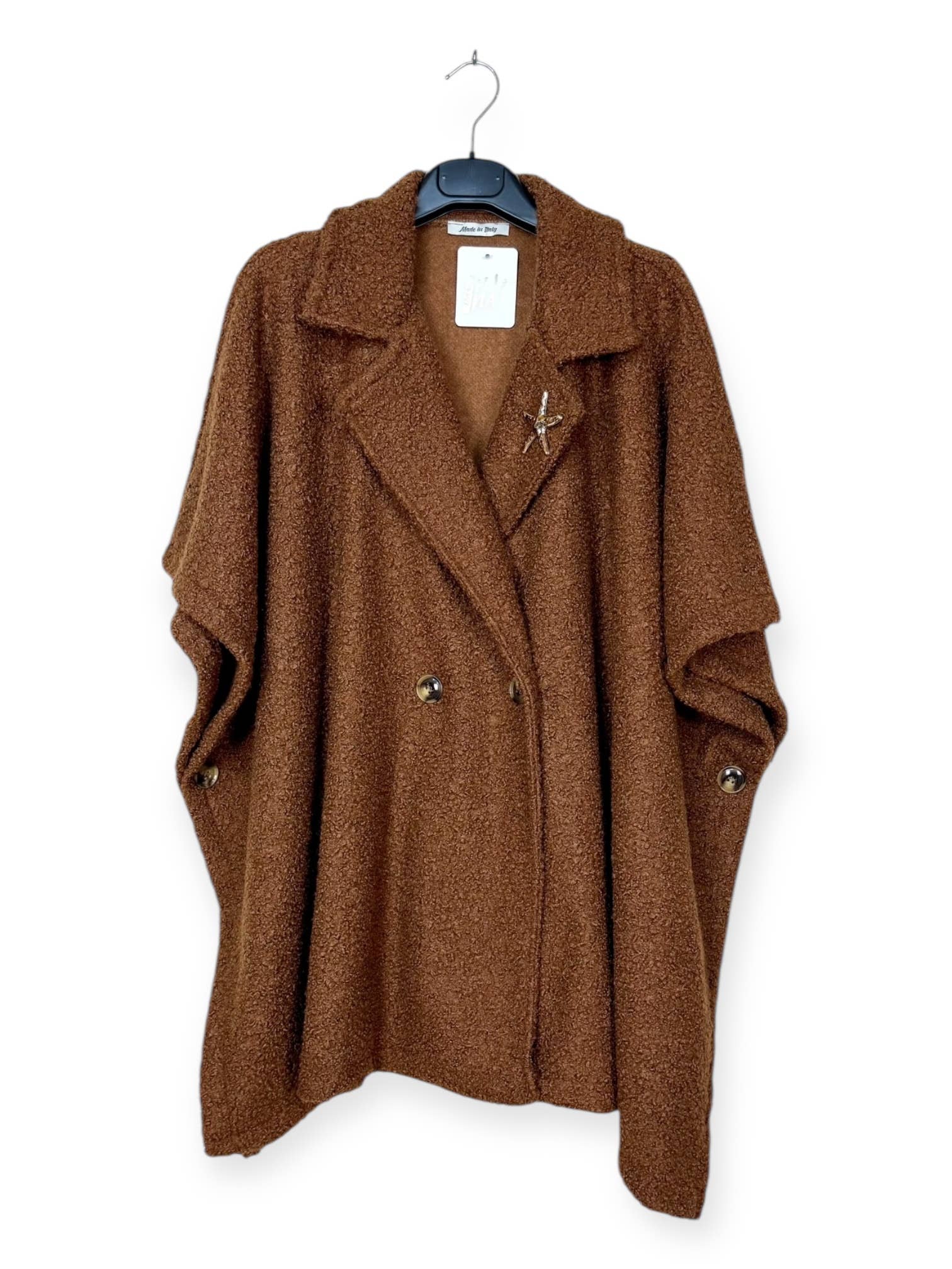 Lucky Nana - Wholesale Coat - Women's - AH 25101 - Double-Breasted Poncho Coat with Brooch10