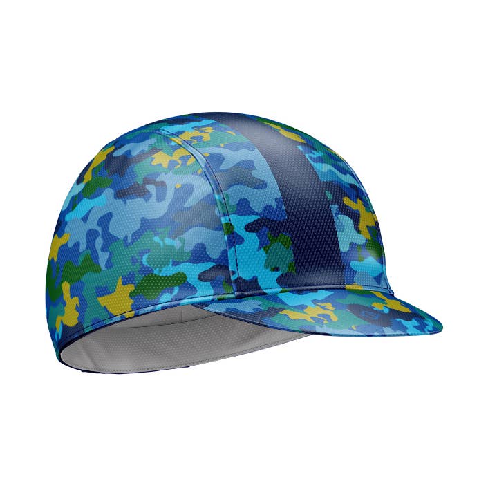 Boné Ciclismo Azul Camo por atacado de Fat Lad At The Back