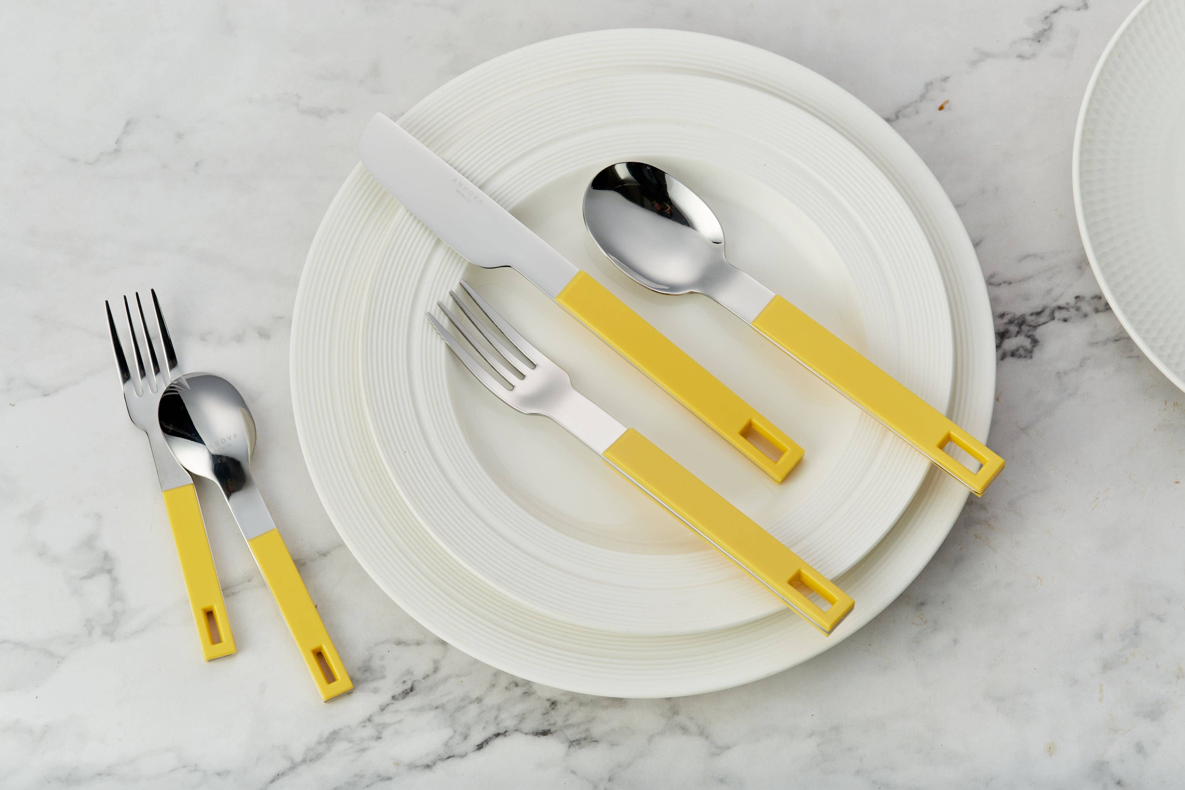 ANNOVA - Wholesale Flatware Set - ANNOVA Block Handle Silverware Set 20 Pieces Color Modern Style Flatware3