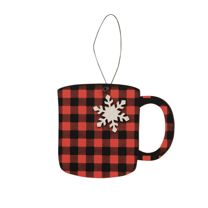 Decorazione a forma di fiocco di neve a quadretti rossi e neri per la vendita all'ingrosso da parte di The Hearthside Collection
